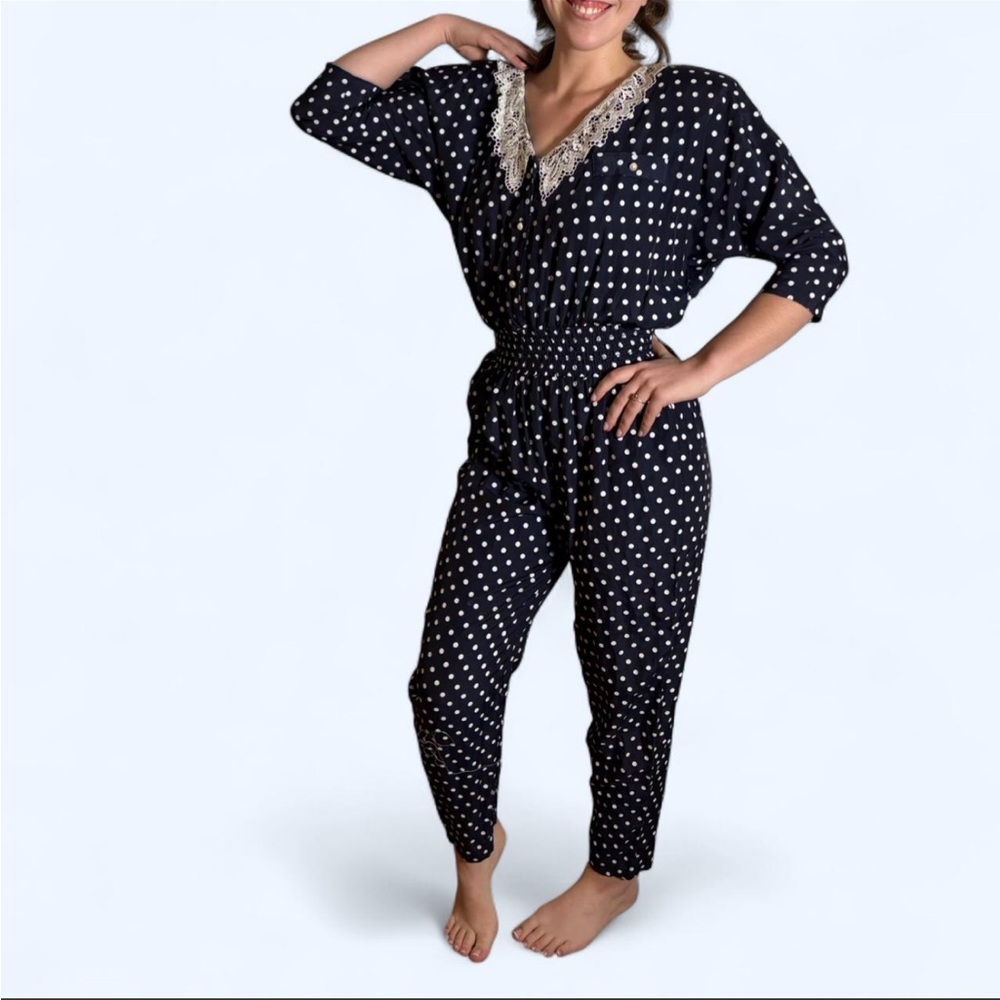 Vintage Jumpsuit size 7/8 Polka Dot Retro
